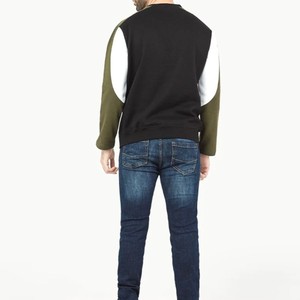 Men's Crew Neck Raglan Sleeve Pullover Sweatshirt Color Blocking Casual Knitted Regular Fit Autumn Style - Product Image 2