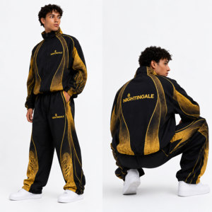 Conjunto Deportivo Informal Personalizado de Gran Tamaño, Chaqueta y Pantalones Deportivos para Hombre, Cortavientos Reflectante, Conjunto de Poliéster Impermeable - Product Image 2