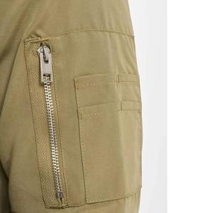 PREMIUM MEN'S KHAKI BOMBER <b>JACKET</b> <b>ZIP</b> <b>UP</b> CASUAL OUTERWEAR WITH RIBBED COLLAR CUFFS HEM SIDE <b>ZIP</b> POCKETS AND SLEEVE POCKET - Product Image 6