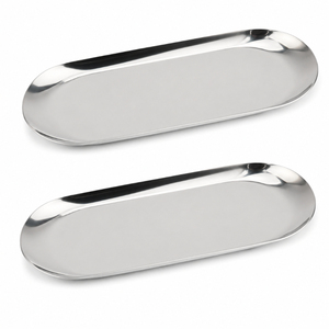 Plateau de service rectangulaire en acier inoxydable avec poignées en corde torsadée pour hôtel, restaurant, traiteur et buffet de mariage - Product Image 3