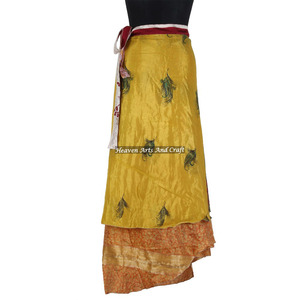 Ropa de mujer, faldas de seda, vestidos, sari reciclado de la India, faldas de playa, compras en línea, estilo bohemio, multicolor, ropa de verano. - Product Image 5