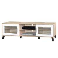 Meuble TV de luxe contemporain avec 2 portes en verre TV6049, mobilier de salon pour hôtel/appartement, démontable/DIY