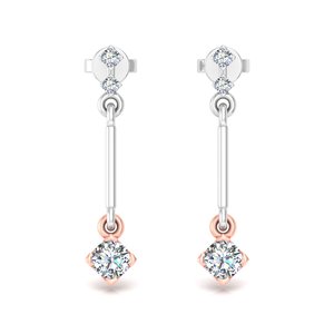 Round Cut Lab Grown Diamond 14K Solid <b>Gold</b> Tassel <b>Dangle</b> <b>Earrings</b> for Gift Party & Anniversary Everyday Wear - Product Image 5