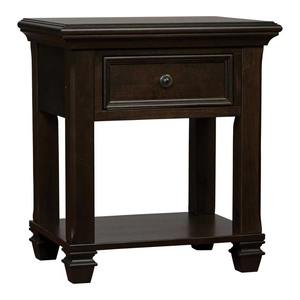 Mesa de Noche Tradicional Glendale de Roble Macizo con Cajón Superior de Madera y Estante Abierto, Muebles para Dormitorio - Product Image 2