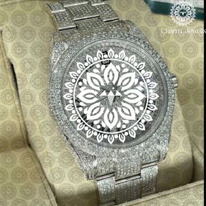 Reloj de Cuarzo Analógico de Acero Inoxidable con Incrustaciones de Diamantes para Mujer, Marca Charm Jewels, Caja Redonda de 40 mm, Cierre Plegable - Product Image 1