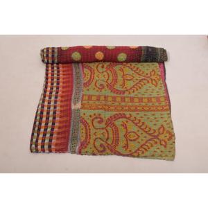 Handmade Cotton Kantha Gudri Quilt Reversible Vintage Bedcover Indian Block Print Throw Blanket Decor - Product Image 2