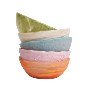 Handmade Kitchen Tabletop Resin Salad Safe Serving Bowl New Design Curves Customizable Home Garden Dinnerware 100pcs MOQ - Product Image 2