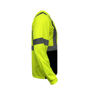 T-shirt de travail de sécurité réfléchissant haute visibilité pour homme, manches longues, vert bicolore, personnalisable, fabriqué au Pakistan - Product Image 3