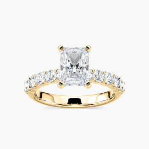 แหวนหมั้นเพชรทรงรัศมี 2.50 กะรัต ผลิตในห้องปฏิบัติการ ได้รับการรับรองจาก IGI ตัวเรือนทองคำแท้ 14K ประดับเพชรแบบ Pave Band แหวนแต่งงานแบบ Solitaire สำหรับผู้หญิง - Product Image 3