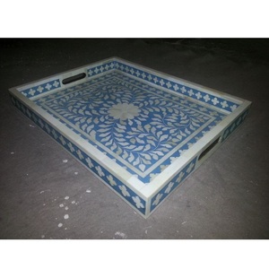 Plateau de service multifonctionnel de luxe à un seul niveau en os incrusté et nacre, écologique, pour vaisselle de cuisine et rangement d'épices - Product Image 1