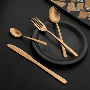 Juego de cubiertos/cubiertos de acero inoxidable de oro rosa más exigentes Grado 202/304 Cuchara brillante Tenedor y cuchillo Cuchara de bebé para Cocina - Product Image 1