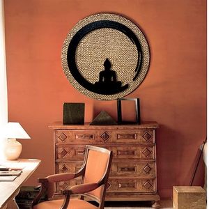 Décoration murale en métal Zen Bouddha avec cadre circulaire, décoration murale moderne pour la méditation, salon, studio de yoga, maison - Product Image 6