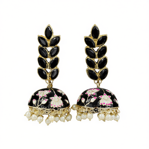 Pendientes Jhumka Florales Premium de JeweleMarket con Cuentas, Pendientes Jhumka Florales Premium a la Moda - Product Image 2