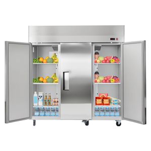 Frigorifero Commerciale in Acciaio Inossidabile 72"W 52 Cu.Ft. Frigorifero Verticale a 3 Porte con Sbrinamento Automatico e 9 Ripiani Regolabili - Product Image 1