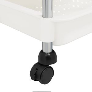 Chariot de cuisine blanc à 5 niveaux 16,5"x11,4"x50,4" en fer et ABS, rangement de cuisine 16,5"x11,4"x50,4" - Product Image 6