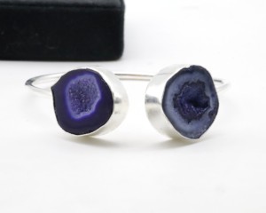 Bracelets ajustables en pierre Druzy naturelle avec argent allemand |   Bracelet manchette artisanal en pierre gemme Druzy |   Bijoux de mode pour femmes - Product Image 1