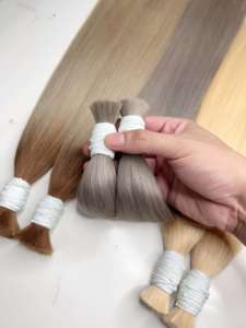 Extensiones de Cabello Humano 100% Natural, Color Castaño Claro, Cabello Liso y Sedoso de Vietnam para Trenzas, Sin Trama - Product Image 3