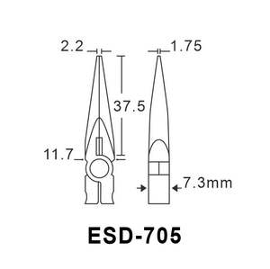 [WIGA] ESD-705 Pince à bec longue anti-statique 6 pouces en CR-V avec poignées TPR/plastique de TW pour serrage et pliage - Product Image 5