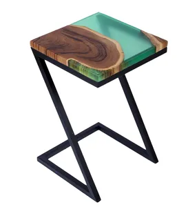 Handmade Wooden Resin <b>Square</b> <b>Side</b> <b>Table</b> Metal Leg Lamp <b>Table</b> Vase Stand End <b>Table</b> Small Space Coffee <b>Table</b> Home Furniture - Product Image 1