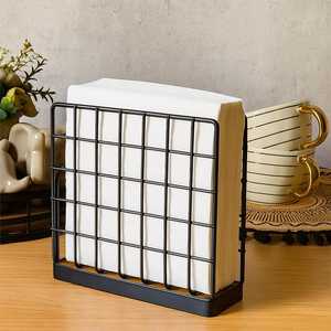 Stylish Metal Napkin Holder with Wooden Base – Modern Organizer for Kitchen and Dining <b>Table</b> Decor - Product Image 5