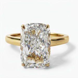 แหวนหมั้นเพชรทรงคุชชั่นทองคำ 9K ประดับเพชรรอบด้าน เครื่องประดับหรูหรา - Product Image 5