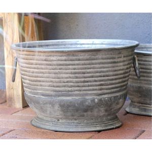 Antique Lead Finish Oval Garden Planter Box Embossed Cherub Putti Design Rectangular Metal Flower <b>Pot</b> Outdoor Decorative Basin - Product Image 6