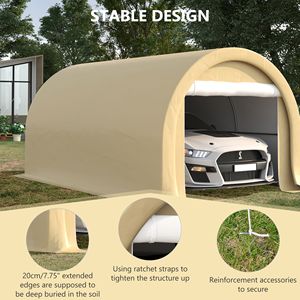 Tenda da parcheggio/porto auto portatile resistente 16FT X 10FT con porta a cerniera grande, copertura in PE anti-UV per auto e camion, in HDPE per deposito/temporanea conservazione - Product Image 5