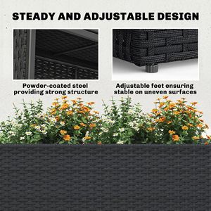 Grand bac à plantes rectangulaire en rotin PE noir, pour intérieur et extérieur, avec doublure amovible et trous pour plantes, Manteaux pour femmes - Product Image 6
