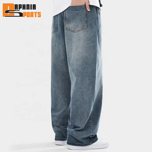 2026 Custom Print Men's Denim Pants High Quality Cotton <b>Light</b> Washed Baggy Plus Size Jeans Pant for Men's Baggy Pants - Product Image 3