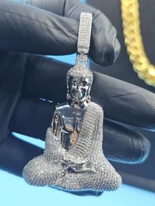 Pendentif Bouddha en Moissanite Incolore Sertie de Diamants VVS en Argent 925, Collier Hip Hop Bling pour Hommes Spirituels et Tendance - Product Image 6