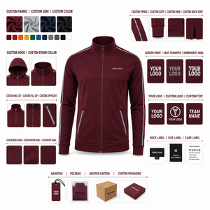 Men's Maroon Full-Zip Sporty Racer <b>Jacket</b> With <b>Silver</b> Stripes And Side Pockets Breathable Polyester Training <b>Jacket</b> Autumn Wear - Product Image 2