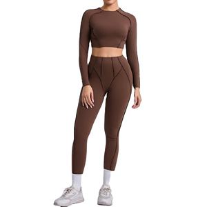 Trajes de gimnasio sin costuras de cintura alta para mujer, Yoga transpirable para ropa de entrenamiento, correr, deportes de Fitness al aire libre sólidos - Product Image 1