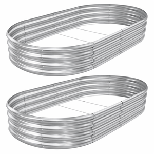 Bac de Jardin Surélevé Ovale en Acier Galvanisé Grand Format pour Extérieur – Jardinière pour Légumes, Herbes et Racines GB02812 - Product Image 1