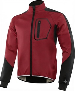 Veste de cyclisme personnalisée pour homme, manches longues, coupe aérodynamique, maillot de vélo thermique, couleur unie, fermeture éclair intégrale, coupe-vent, vêtements de sport - Product Image 2