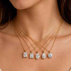 Collier pendentif en or massif 10K 14K 18K avec diamant de laboratoire de couleur E, pureté VVS, taille princesse, ronde, poire, ovale, marquise, émeraude - Product Image 6