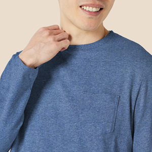 T-shirt uni à manches longues pour hommes, design simple, col rond, respirant, de haute qualité, vêtements pour hommes - Product Image 4