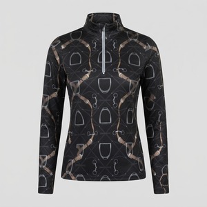 Camiseta de manga larga con cremallera de un cuarto para mujer, de primera calidad, para equitación, de secado rápido, ecológica, transpirable, de punto, capa base. - Product Image 1