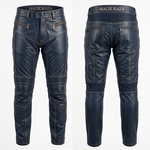 Pantalon de moto en cuir véritable extensible pour homme et femme, coupe personnalisée, course et conduite - Product Image 5