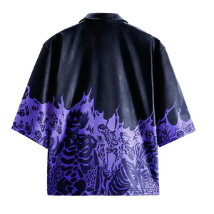 เสื้อเชิ้ตผู้ชายลำลองแบบกระดุม ปี 2026 คุณภาพสูง ผลิตจากหนัง PU ดีไซน์สั่งทำได้ เป็นมิตรต่อสิ่งแวดล้อม ระบายอากาศได้ดี ป้องกันรอยยับ พิมพ์ลาย OEM - Product Image 2