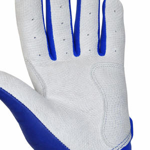 <b>Blue</b> White Leather Baseball Batting Gloves Breathable Soft Palm Anti Slip Grip Adjustable Wrist Strap Custom Logo OEM Training - Product Image 6