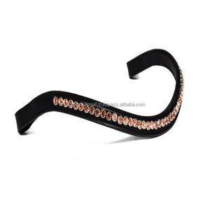 1 Fila de cristales dorados personalizados con incrustaciones de diamantes decorativos hechos a mano, banda de cuero para cejas de caballo en mazorca completa - Product Image 2