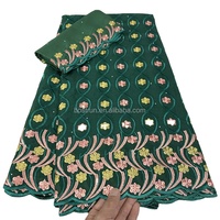 YC54 Tissu en dentelle suisse Lafaya, dernière collection de tissus brodés nigériens, 100% coton africain, style Dubaï pour robe de soirée, 7 yards