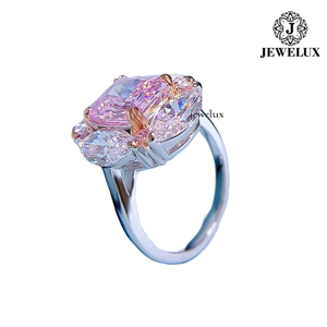 Jewelux Women's 18K Solid <b>Gold</b> Rose <b>Gold</b> Plated <b>Cocktail</b> <b>Ring</b> With Cushion Cut Morganite Prong Setting Luxury Fine Jewelry - Product Image 4