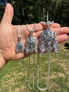 Colgante de Plata de Ley 925 con Cabeza de Jesús y Corona de Espinas, Collar Cristiano Religioso, Venta al por Mayor, Moda Masculina, Colgantes Hip Hop - Product Image 2