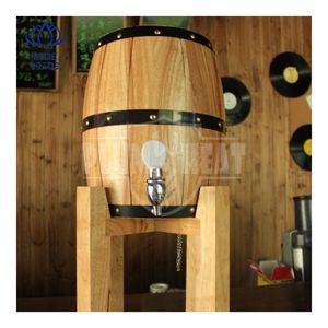 Baril à vin en bois de haute qualité, conteneur de stockage de boissons en bois massif pour l'âge du vin et la décoration intérieure vintage - Product Image 3