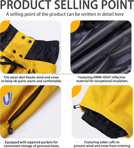 Pantalon de ski/snowboard d'hiver imperméable de haute qualité avec logo personnalisé, impression sérigraphique, coupe régulière, 100% nylon, fermeture élastique - Product Image 5
