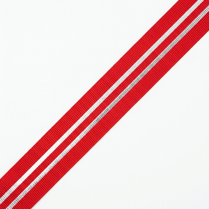 Neelkamal Industries 25mm Red Silver Metallic Grosgrain <b>Ribbon</b> Striped Zari Woven Trim for Garments Bows Gift Packaging - Product Image 4