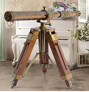 Telescopio náutico de mano largo con acabado en cuero cosido a mano y latón. Disponible a precios de mayorista. - Product Image 4