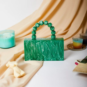 Elegante Bolso de Mano de Resina con Efecto Mármol Bohemio, Cadena para Colgar, Cierre Magnético, Bolso de Noche, Estilo para Todas las Temporadas, a la Moda - Product Image 4