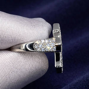 Bague de fiançailles unisexe en argent sterling 925 avec croix de moissanite et diamants, style hip-hop, coupe baguette glacée - Product Image 5